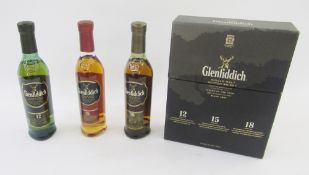 Glenfiddich 12, 15 and 18yo gift pack comprising three 200ml bottles, all 40% vol
