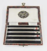 Set of four Mappin & Webb sterling silver enamelled bridge (pens) please note they are pencils