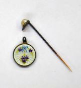 Edwardian white metal and guilloche enamel locket, enclosing two photographs, unmarked, decorated
