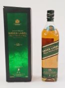 Johnnie Walker green label blended malt scotch whisky, aged for 15 years, 70cl 43% vol, in box