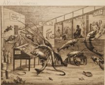 Frank Paton (1855 - 1909) Etching Merry Christmas, 20.5 cm x 23 cm  Together with three woodblock