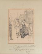 Philip William May (1864-1903), pen and ink caricature for Punch magazine, signed with