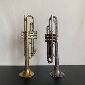 A 20th century Amati Kraslice trumpet in a fitted case along with a another brass trumpet by