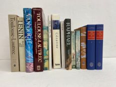 A collection of Art reference books; Raphael, Van Gogh, Goya etc along with various Folio Society