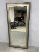 A contemporary dressing mirror in a stepped painted frame with bevelled plate. 150x70cm.