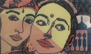 A framed and glazed limited edition etching, 1/10, titled Mask dated 1988. 60x48cm.