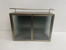 A contemporary retro styled metal wall hanging cabinet. H.46 W.55 D.22cm.