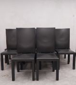 A set of ten contemporary black leather high-back 'Arcadia' dining chairs by Paolo Piva for B&B