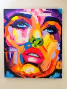 Acrylic on canvas, portrait study, indistinctly signed. 120x100cm.