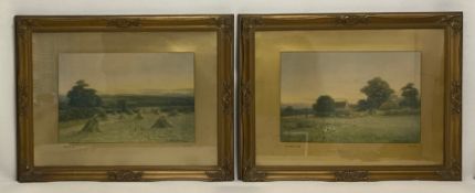 A pair of prints after the original paintings titled 'Harvest Time' and 'The Sunset Glow' by