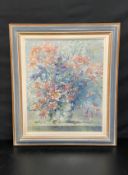 Gillian Bickerstaff, a framed oil on board, still life flowers, signed and titled to the reverse.