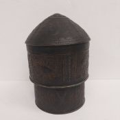 A C.1900 lidded brass repousse Forowa casket from the Ashanti tribespeople of Ghana together with