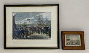 An early 19th century hand coloured engraving titled 'Brighton Chain Pier' together with another