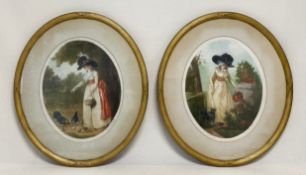 George Sidney Hunt (b.1856), a pair of late 19th century oval stipple engravings titled 'Rustic