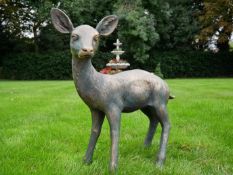 A composite bronzed garden statue of a doe. 62x53x25cm.