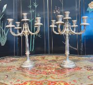 A PAIR OF SILVER CANDELABRA, ITALIAN, 20TH CENTURY