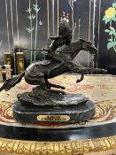 AFTER FREDERIC REMINGTON (AMERICAN,1861-1909): A BRONZE 'WARRIOR'