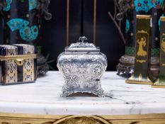 A LARGE EARLY 19TH CENTURY SCOTTISH STERLING SILVER TEA CADDY, C. 1836, EDINBURGH