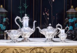 A 19TH CENTURY SCOTTISH STERLING SILVER FOUR PIECE TEA SET C.1838, EDINBURGH