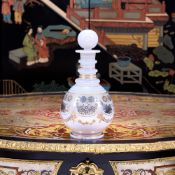 A 19TH CENTURY FRENCH WHITE OPALINE BOTTLE WITH DESVIGNES DECORATION