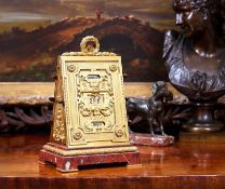 A FINE AND RARE 19TH CENTURY FRENCH ORMOLU AND MARBLE MOUNTED DESK CALENDAR