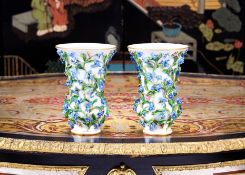 MEISSEN: A PAIR OF 19TH CENTURY PORCELAIN VASES WITH FORGET ME NOT DECORATION
