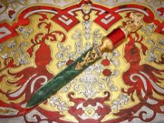 A FABERGE STYLE SILVER GILT, DIAMOND SET AND ENAMELLED LETTER KNIFE