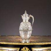 A FINE 'ROCK CRYSTAL' AND SILVER MOUNTED CLARET JUG, LONDON, 1889, CHARLES EDWARDS