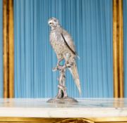 A FINE STERLING SILVER MODEL OF A PARROT