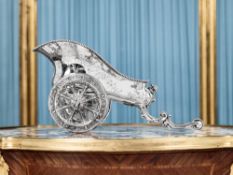 A 19TH CENTURY FRENCH SOLID SILVER WINE CARRIAGE
