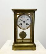 A LATE 19TH CENTURY FOUR GLASS MANTEL CLOCK BY JAPY FRERES