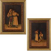 ALMERICO GARGIULO (ITALIAN, 1843-1912): A PAIR OF SORRENTO MARQUETRY PANELS