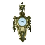 A LATE 19TH CENTURY FRENCH GILT BRONZE CARTEL CLOCK