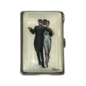 AN EARLY 20TH CENTURY GERMAN SILVER AND ENAMEL CIGARETTE CASE