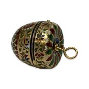 A FINE 19TH CENTURY FRENCH GOLD AND ENAMEL VINAIGRETTE PENDANT