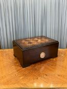 A PARQUETRY INLAID CIGAR HUMIDOR