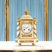 A LATE 19TH CENTURY FRENCH GILT BRONZE AND MARBLE MANTEL CLOCK