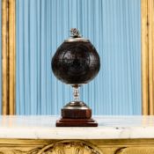 A 19TH CENTURY INDIAN CARVED COCONUT CUP AND COVER
