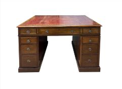 A SMALL VICTORIAN MAHOGANY PARTNER'S DESK