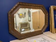 A large 20th century oak framed wall mirror 69 x 94 cm