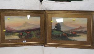 A pair indistinctly signed highland landscapes