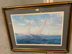 A large framed signed J Stephen Dews limited edition print depicting Sailing Boats No 292/600 - 55 x