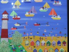 (XXI) GORDON BARKER - A MODERN FRAMED AND GLAZED PAINTING 'Summer Regatta' 40 x 39.5 cm