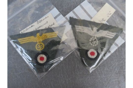 A COLLECITON OF WW2 GERMAN CLOTH BADGES, including army side cap badges, Kriegsmarine chevron, - Image 3 of 4