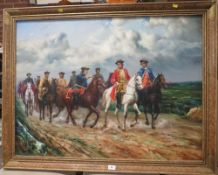 A large oil on canvas Armstrong military study of figures on horseback