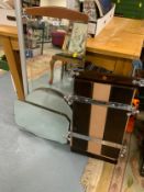 A collection of assorted mirrors to include Deco examples together with a vintage trouser press