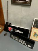 Two point of sale / advertising golf signs, comprising Wilson Staff golf sign and a Skechers golf