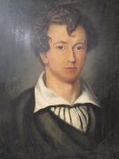 An unframed portrait oil of a young man
