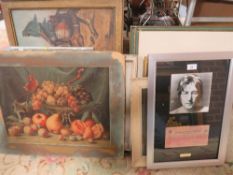 A large collection of pictures and prints to include John Lennon interest