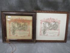Two Great War WW1 honorably discharged certificates, framed and glazed